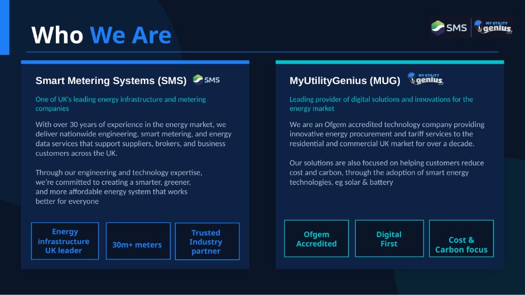 Who we are — Smart Metering Systems and MyUtilityGenius partnership